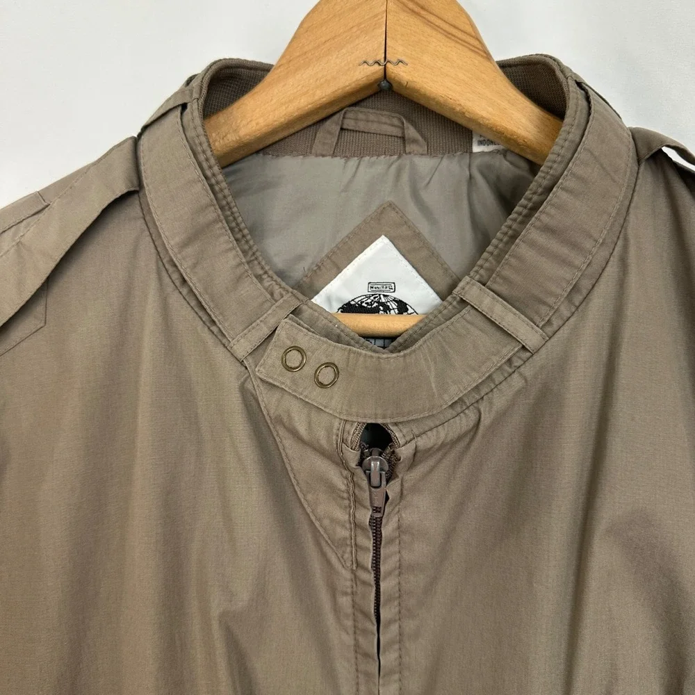 Vintage World Travel Club Jacket Men's 2XLT Bomber Full‎ Zip Lightweight Brown